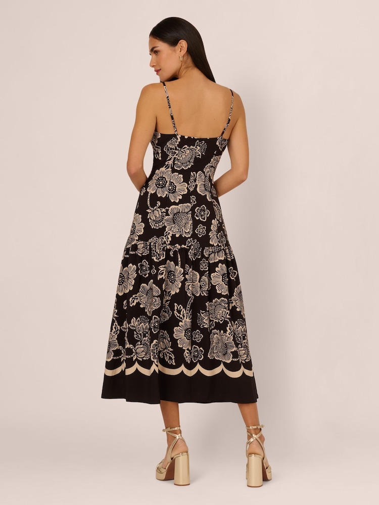 Adrianna by Adrianna Papell Printed Midi Black Dress - Image 2 of 7