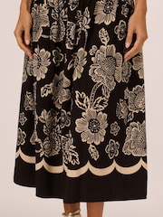 Adrianna by Adrianna Papell Printed Midi Black Dress - Image 4 of 7
