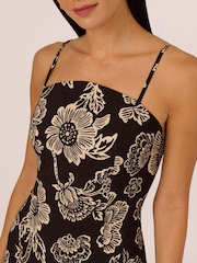 Adrianna by Adrianna Papell Printed Midi Black Dress - Image 5 of 7