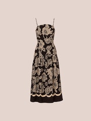 Adrianna by Adrianna Papell Printed Midi Black Dress - Image 6 of 7