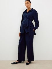 Navy Maternity Belted Shirt - Image 2 of 8