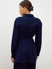 Navy Maternity Belted Shirt - Image 3 of 8