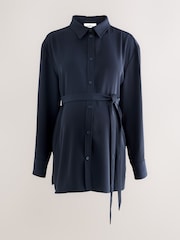 Navy Maternity Belted Shirt - Image 5 of 8
