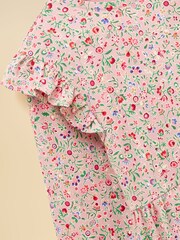 Joules Girls' Evie Pink Long Sleeve Tiered Jersey Dress - Image 3 of 5