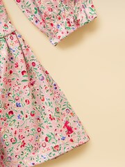 Joules Girls' Evie Pink Long Sleeve Tiered Jersey Dress - Image 4 of 5