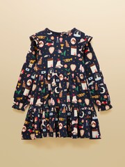 Joules Girls' Evie Navy Long Sleeve Tiered Jersey Dress - Image 1 of 5