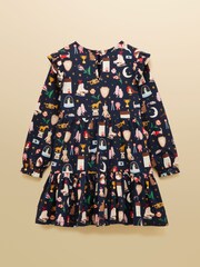 Joules Girls' Evie Navy Long Sleeve Tiered Jersey Dress - Image 2 of 5