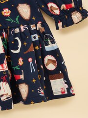 Joules Girls' Evie Navy Long Sleeve Tiered Jersey Dress - Image 3 of 5