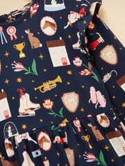 Joules Girls' Evie Navy Long Sleeve Tiered Jersey Dress - Image 4 of 5