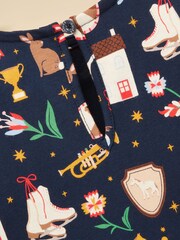 Joules Girls' Evie Navy Long Sleeve Tiered Jersey Dress - Image 5 of 5
