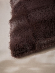 Brown Textured Faux Fur Check Cushion - Image 2 of 5