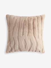 Grey 50 x 50cm Tiger Cut Faux Fur Cushion - Image 3 of 4