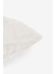 Ivory Textured Faux Fur Check Cushion - Image 4 of 4
