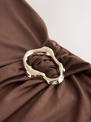 Chocolate Brown Soft Touch Waist Hard Wear Detailed Sleeveless Top - Image 7 of 7