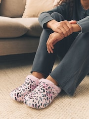 Verde caqui - Pantuflas tipo zuecos con forro de piel sintética para mujer - Imagen 1 de 8