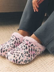 Verde caqui - Pantuflas tipo zuecos con forro de piel sintética para mujer - Imagen 3 de 8