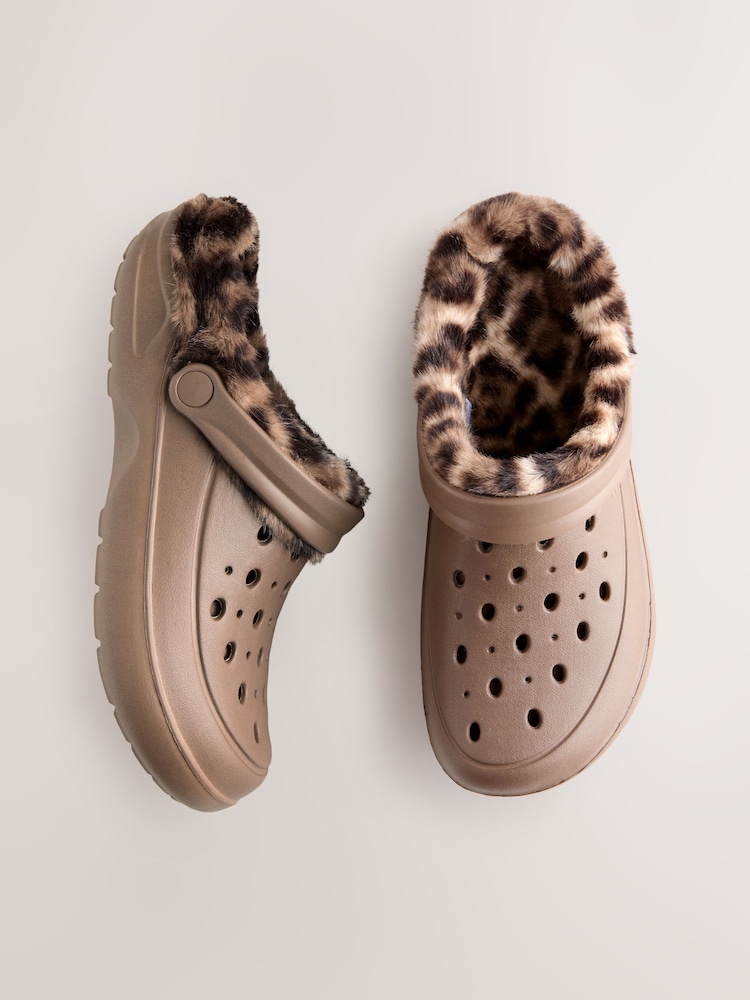 Fur Lined Crocs Women's Cheetah Crocs Slippers Fuzzy Cheetah