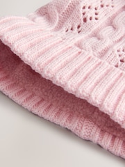 Pink Pointelle Cable Knitted Pom Hat (0mths-2yrs) - Image 2 of 3