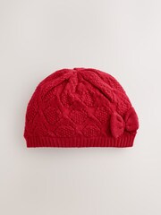 Red Baby Bow Crochet Knitted Hat (0mths-2yrs) - Image 1 of 3
