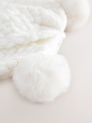 White Baby Double Pom Knitted Hat (0mths-2yrs) - Image 2 of 3