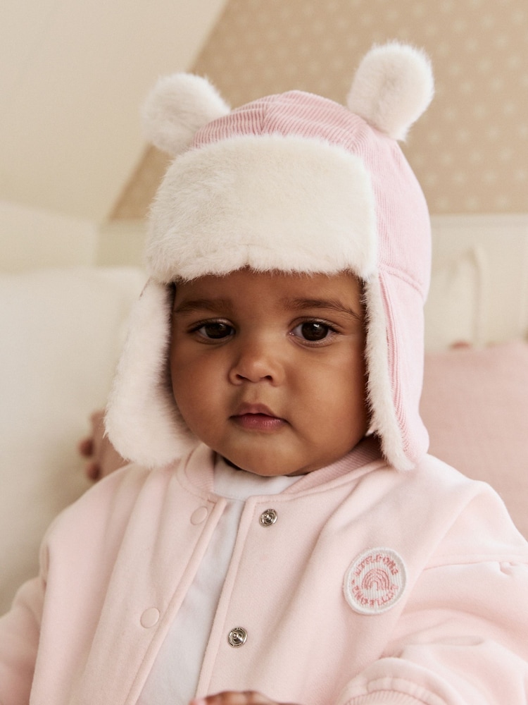 Pink Cord Baby Trapper Hat (0mths-2yrs) - Image 1 of 6 Pink Cord Baby Trapper Hat (0mths-2yrs) - Image 1 of 6