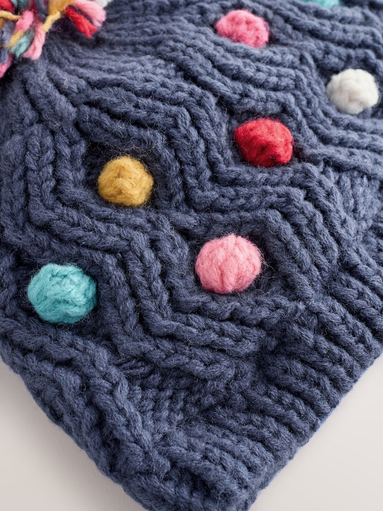 Navy Baby Bright Pom Knitted Hat (0mths-2yrs) - Image 2 of 3