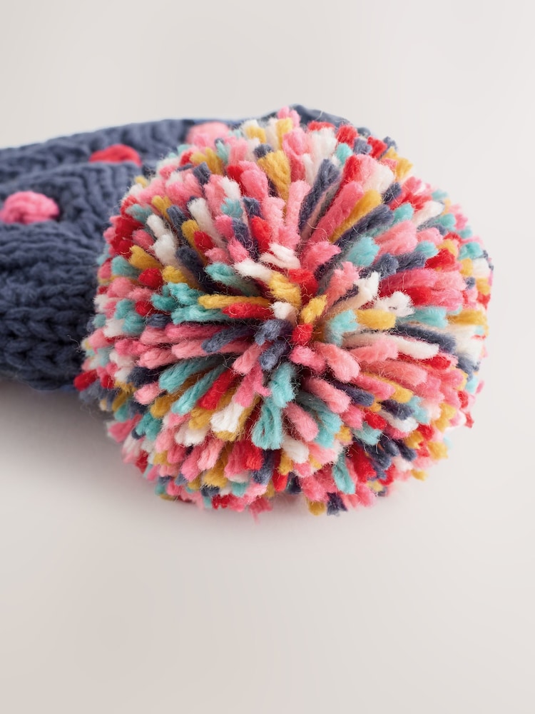 Navy Baby Bright Pom Knitted Hat (0mths-2yrs) - Image 3 of 3