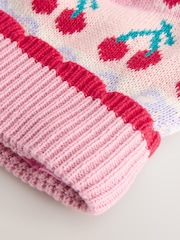 Pink Baby Cherry Fairisle Pattern Knitted Pom Hat (0mths-2yrs) - Image 2 of 3
