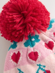 Pink Baby Cherry Fairisle Pattern Knitted Pom Hat (0mths-2yrs) - Image 3 of 3