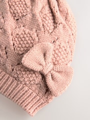Pink Baby Bow Crochet Knitted Hat (0mths-2yrs) - Image 4 of 5