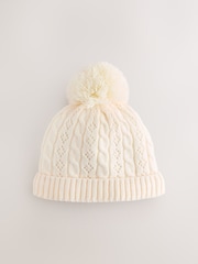 Ecru Pointelle Cable Knitted Pom Hat (0mths-2yrs) - Image 1 of 3