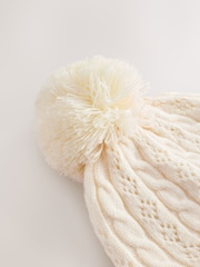 Ecru Pointelle Cable Knitted Pom Hat (0mths-2yrs) - Image 3 of 3