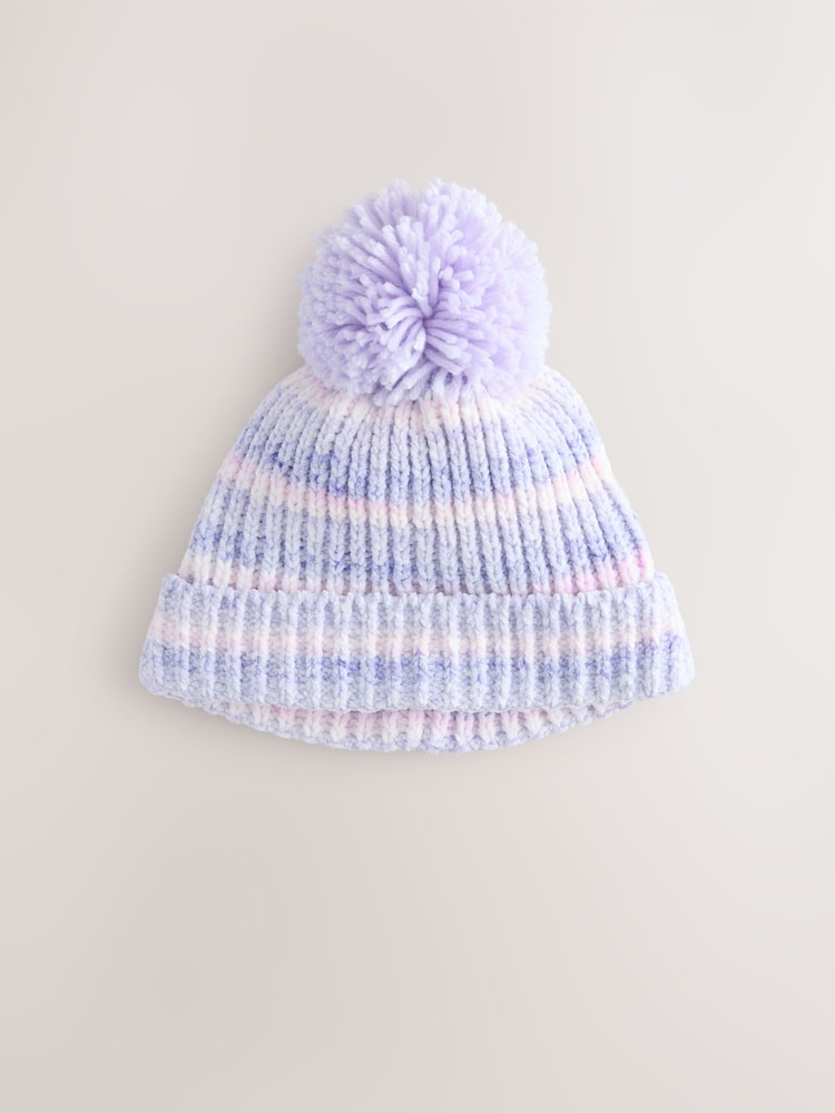 Robe Hoodie Fille Baby GAP Taille 4 - Navy/blanche Avec Pompons Violets, Hiver/printemps