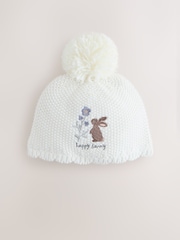 Cream Baby Embroidered Bunny Character Hat (0mths-2yrs) - Image 3 of 5