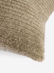 Sage Green 50 x 50cm Stripe Texture Fleece Cushion - Image 3 of 3