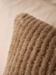 Dark Natural 50 x 50cm Stripe Texture Fleece Cushion - Image 1 of 10
