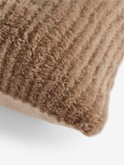 Dark Natural 50 x 50cm Stripe Texture Fleece Cushion - Image 4 of 10