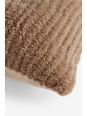 Dark Natural 50 x 50cm Stripe Texture Fleece Cushion - Image 5 of 10