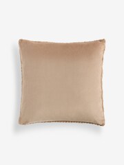 Dark Natural 50 x 50cm Stripe Texture Fleece Cushion - Image 7 of 10