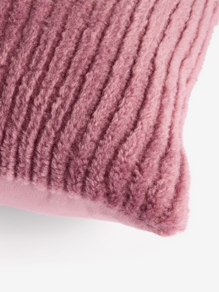 Rose Pink 50 x 50cm Stripe Texture Fleece Cushion - Image 5 of 5