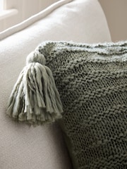 Green 50 x 50cm Tassel Knit Cushion - Image 2 of 6
