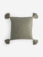 Green 50 x 50cm Tassel Knit Cushion - Image 5 of 6