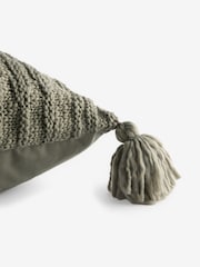 Green 50 x 50cm Tassel Knit Cushion - Image 6 of 6