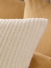 Ivory 50 x 50cm Stripe Texture Fleece Cushion - Image 2 of 5
