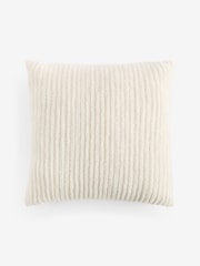 Ivory 50 x 50cm Stripe Texture Fleece Cushion - Image 3 of 5