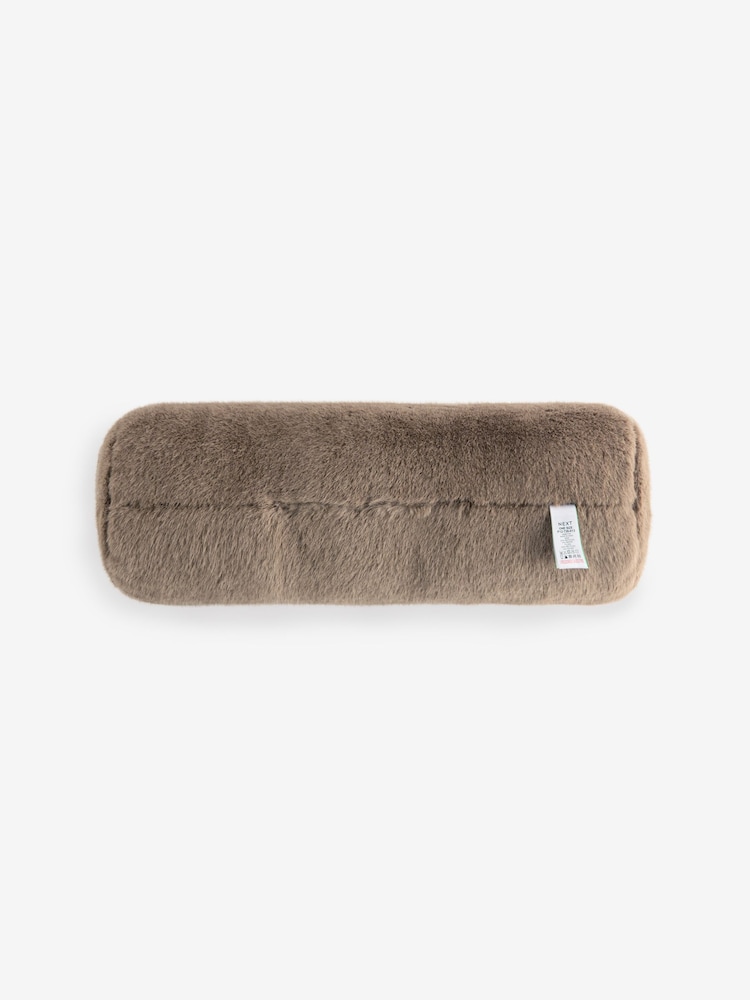Mink Brown Cosy Plush Faux Fur Cushion - Image 4 of 4