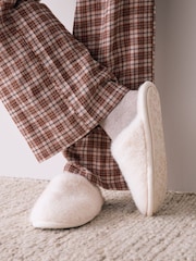Crudo - Pantuflas tipo chinelas con borde de pelo sintético - Imagen 1 de 8