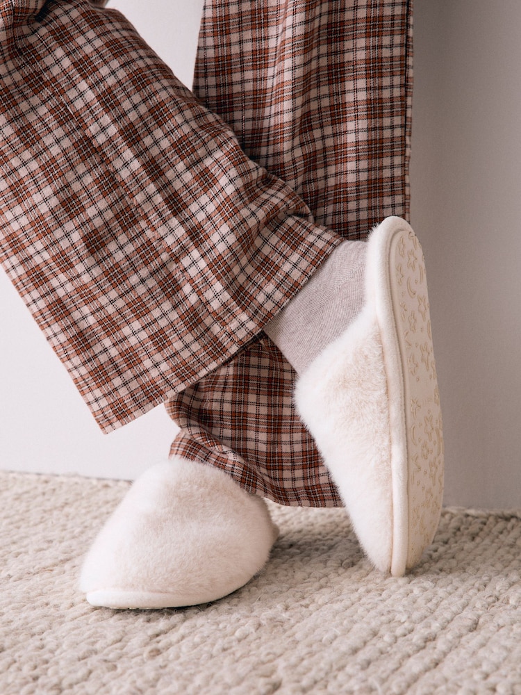 Crudo - Pantuflas tipo chinelas con borde de pelo sintético - Imagen 1 de 8