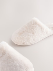 Crudo - Pantuflas tipo chinelas con borde de pelo sintético - Imagen 7 de 8
