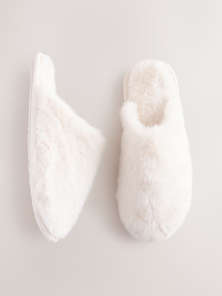 Crudo - Pantuflas tipo chinelas con borde de pelo sintético - Imagen 8 de 8